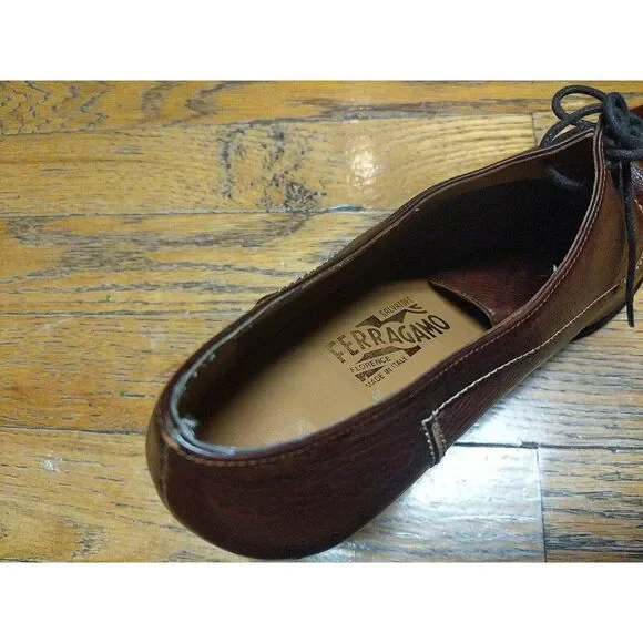 Salvatore Ferragamo‎ Brown Brogue Leather Platform Pumps Size 10B Style DQ96651